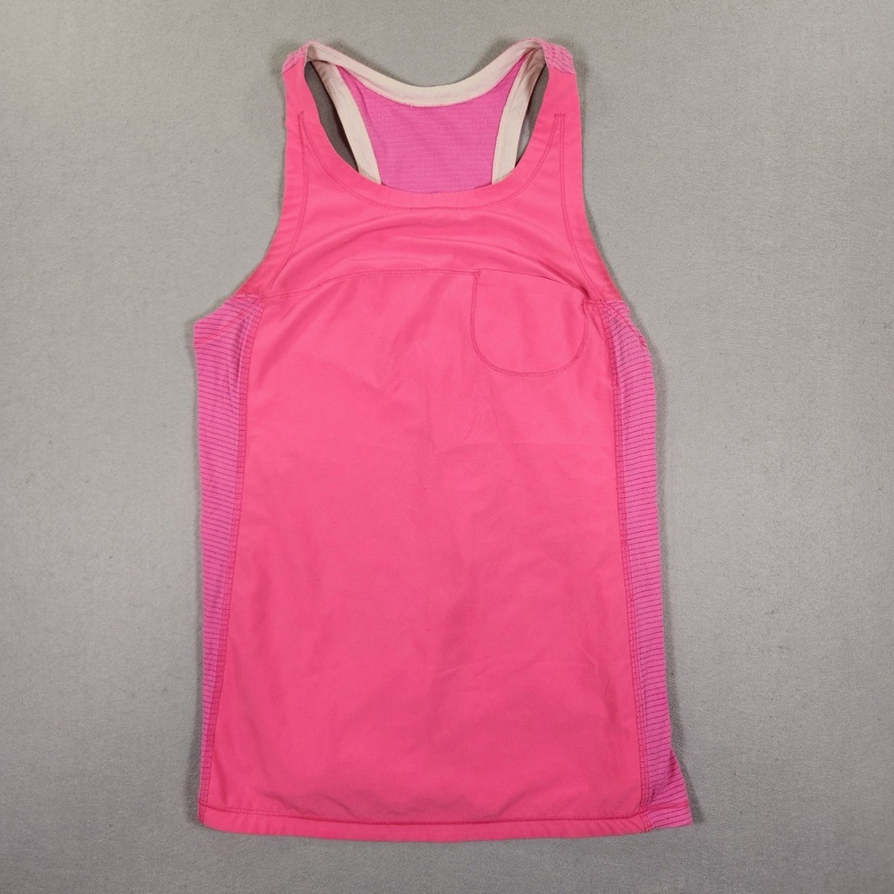 Lululemon Pink Racerback Tank Top Split Shear Back Lightweight Size 6